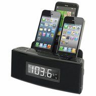 3 Port Smart Phone Charger with Speaker and Alarm Clock -Non Retail Packaging