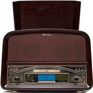 TechPlay TCP9560 BN High Power 20W Retro Wooden 3 Speed Bluetooth Turntable with CD Player, AM/FM Radio, USB... N9
