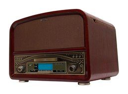 TechPlay TCP9560 BN High Power 20W Retro Wooden 3 Speed Bluetooth Turntable with CD Player, AM/FM Radio, USB... N10
