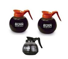 BUNN Coffee Pot Decanter / Carafe - Set of 3 - 1 Black Regular + 2 Orange Decaf - 12 Cup Capacity