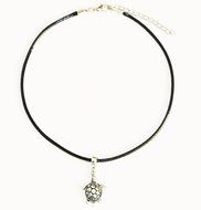 Turtle Charm Pendant Choker Necklace with Black Cord N2