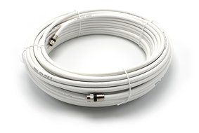 25' feet white RG6 coax, coaxial cable with two male F-pin Male connectors N14