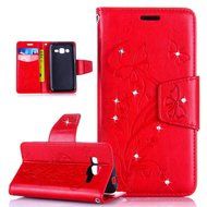 Galaxy Core Prime Case,ikasus Glitter Diamond Embossing Flowers Lily Butterfly PU Leather Flip Wallet Pouch Stand... N41