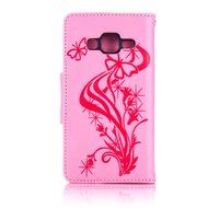 Galaxy Core Prime Case,ikasus Glitter Diamond Embossing Flowers Lily Butterfly PU Leather Flip Wallet Pouch Stand... N45