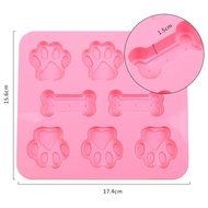 JLHua 8 Cavity Paw Print with Bones Silicone Non Stick Cake Bread Mold Chocolate Jelly Candy Baking Mould