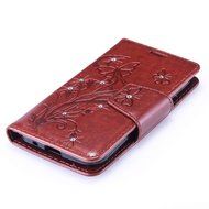 Galaxy Core Prime Case,ikasus Glitter Diamond Embossing Flowers Lily Butterfly PU Leather Flip Wallet Pouch Stand... N48