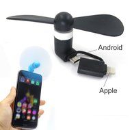 MLMSY Mini Fan, for IOS and Android Mobile(support OTG) with 2 Ports (black-I) N6