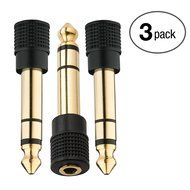 Aurum Cables 3-Pack High Quality 6.35mm Male to 3.5mm Female Stereo Adapter