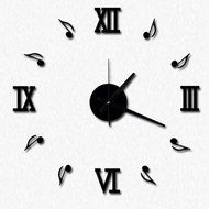 MuLuo Music Notation Roman Digits Wall Clock DIY Acrylic Wall Stickers Watches Home Decor Clock red N3