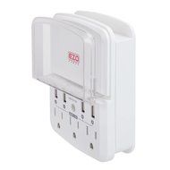 EZOPower UL Certified Wall Mount Power Surge Protector with 3 AC Outlet Plug + 2 USB Charger Ports (2.1A) + Holder N14