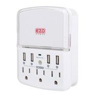 EZOPower UL Certified Wall Mount Power Surge Protector with 3 AC Outlet Plug + 2 USB Charger Ports (2.1A) + Holder N15