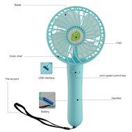 Anpress Portable Mini USB / Battery Fan Air Cooling Handheld Fan Palm-Leaf Fan Personal Cooling Fans with 18650... N8