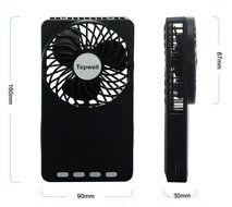 Topwell Ultra-thin Rechargeable Hand-Held Mini Fan with Li-ion 18650 Rechargeable Battery - Black N6