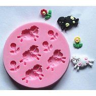 Y&amp;XL&amp;H Sheep and Flowers Fondant Cake Silicone Mold Cake Decoration Tools,L7.7cmW7.7cmH1cm
