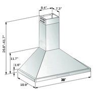 AKDY 30" Wall Mount Ventless Range Hood