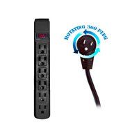 C&amp;E CNE75952 10-Feet Surge Protector Flat Rotating Plug 6 Outlet Horizontal Outlets Plastic Power Cord, Gray N4