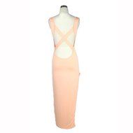 Yaheeda Women's Cross Halter Long Dress Asymmetrical Barelegged Sleeveless Irregular Package Hip N9