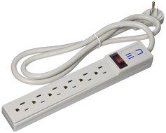 C&amp;E CNE75952 10-Feet Surge Protector Flat Rotating Plug 6 Outlet Horizontal Outlets Plastic Power Cord, Gray N7