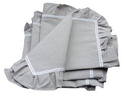 Xia Home Fashions Ruffle Trim Lace Napkin, 20 by 20-Inch, Taupe with White, Set of 4 N2