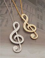 Fashion Women Gold Crystal Music Note Rhythm Long Chain Sweater Necklace Pendant N4