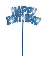 Flashing Blue Happy Birthday Cake Topper Decoration N2