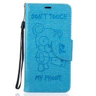 LG K7 Case, LG K7 Wallet Case,PHEZEN Cute Bear Don&#039;t Touch My Phone Design PU Leather Wallet Case Stand Flip Case... N63
