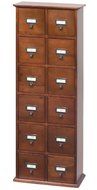 Leslie Dame CD-228W Solid Oak Library Card File Media Cabinet, 12 Drawers, Walnut