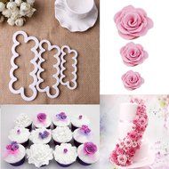 Bluecookies 3PCS 3D Rose Flower Cutter Mold Fondant Cake Decorating Maker Mould