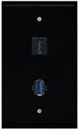 RiteAV - Black 1 Port HDMI 1 Port USB 3.0 Wall Plate