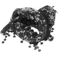 Lady Women&#039;s Floral Print Lace Sheer Tassel Mantilla Scarf Shawl Wrap Vogue N5