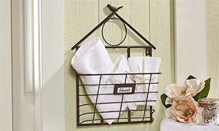 Giftcraft 85791 12.9 x 3.5 x 16.1 in. Wrought Iron Birdhouse Design Wall Mount Basket44; Antique Brown