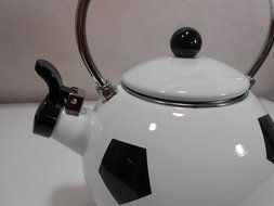 Novelty Soccer Ball Tea Kettle Enamel on Steel 2.5 Qts N4
