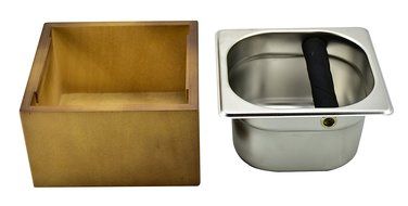 Expresso Stainless Steel Knock Box Set with Wood Holder N2