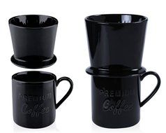 Pour Over Coffee Dripper - with Bonus Porcelain Mug, Black - by Sweese N2