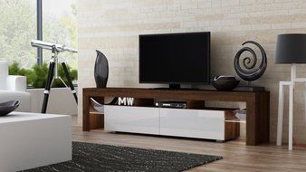 TV Stand MILANO 200 Walnut Line / Modern LED TV Cabinet / Living Room Furniture / Tv Cabinet fit for up to 90-... N7