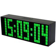 T Tocas Large Big Number LED Snooze Wall Desk Alarm Clock Thermometer Calendar (Green) N2