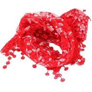Lady Women's Floral Print Lace Sheer Tassel Mantilla Scarf Shawl Wrap Vogue N6