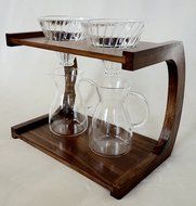 Bamboo Pour Over Coffee Stand for Use with V60 Glass Dripper (Double)