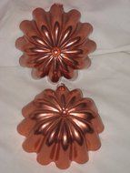 Set Of 2 - Vintage Coppertone Flower 3 1/2 Cup Jell-O Mold Cake Pan