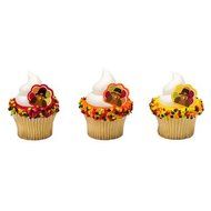 Thanksgiving Turkey Cupcake Topper Rings - 24 pc