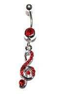 Kathy store INC 316L Surgical Steel White/Pink Music Symbol Dangle Surgical Steel Belly Navel Bar Ring Body Jewelry... N2