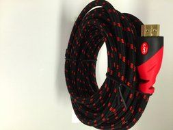 KAYO Hi-Speed HDMI1.4 Cable 50 FT/ RED &amp; BLACK Sleeve/ Supports Ethernet,3D,4K &amp; Audio Return