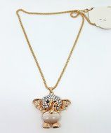 QTMY Cute Gold Opal Elephant Rhinestone Statement Choker Long Necklace Jewelry with Pendant for Women teen girls N2