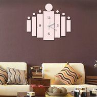 MuLuo Rectangle Wall Clock Removable DIY Acrylic 3D Mirror Wall Sticker Living Room Decoration gold N6