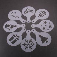 3.35&quot; Coffee Barista Cookies Cappuccino Art Stencils, 8Pcs (Christmas) N3