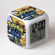 Anime Pokemon Go Pikachu LED Clock andPower supply AC Wall Charger Bedside Light Digital Desk or Table Alarm Clock... N6