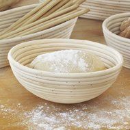 Banneton Bread Proofing Basket - 8.5-Inch Round Brotform Bowl for Baking Dough with Bonus Linen Cover and Ebook... N6