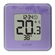 La Crosse Technology 302-604P Purple Indoor Digital Thermometer &amp; Hygrometer Station with Comfort level icon N4