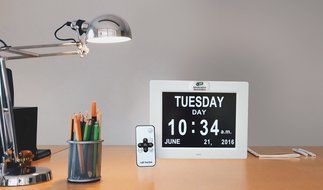 e-pill Dementia Alzheimer's Memory Loss Calendar Day Clock with 6 Reminder Alarms. Large Non Abbreviated Day Month... N4