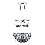 KeyZone Bind Comfortable Breathable Design Style Swimsuit Suit Sexy Black Lace Up Bikini Set Bra L-US S N3